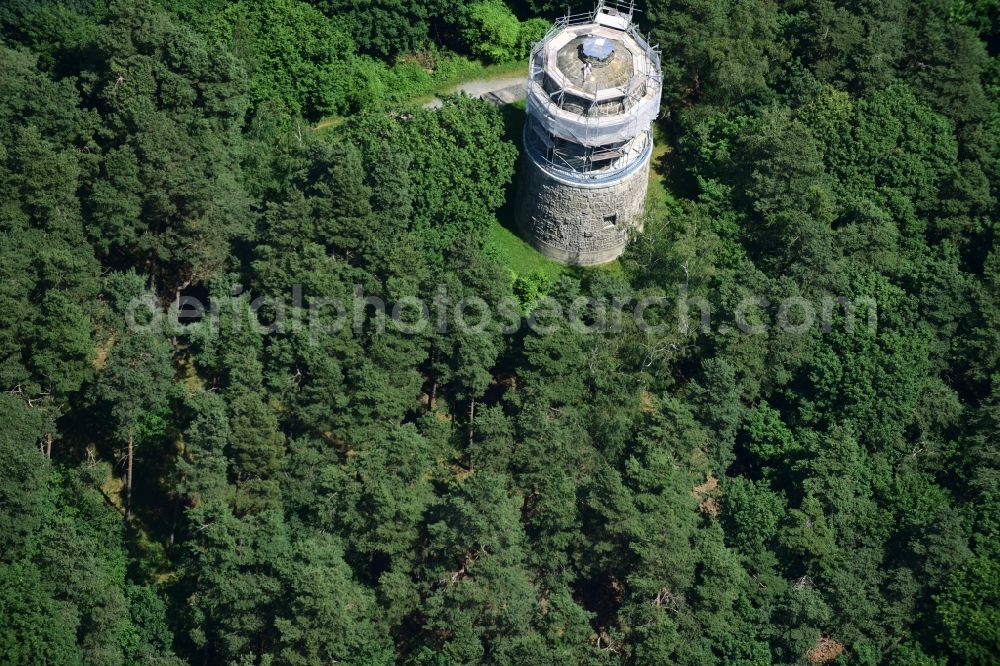 Aerial photograph Halberstadt - Tower building of the Bismarck tower - observation tower in Halberstadt in the state Saxony-Anhalt