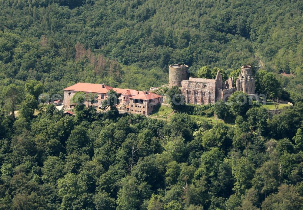 Aerial image Kyffhäuserland - Tower building of the Bismarck tower - observation tower in Kyffhaeuserland in the state Thuringia