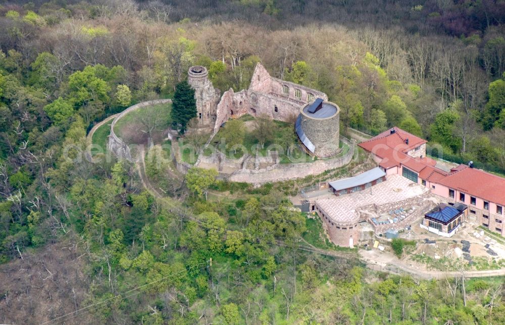 Kyffhäuserland from the bird's eye view: Tower building of the Bismarck tower - observation tower in the district Steinthaleben in Kyffhaeuserland in the state Thuringia