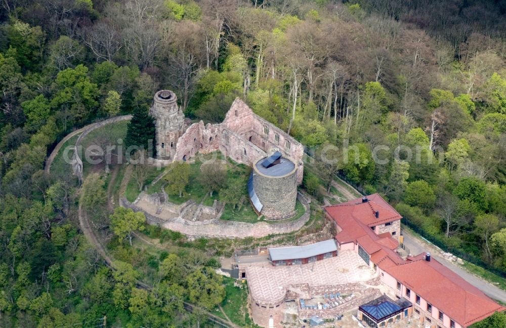 Aerial image Kyffhäuserland - Tower building of the Bismarck tower - observation tower in the district Steinthaleben in Kyffhaeuserland in the state Thuringia