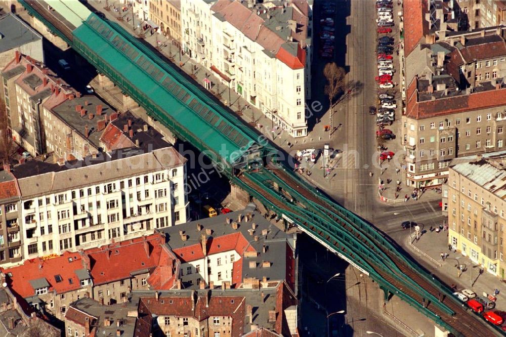 Berlin / Prenzlauer Berg from the bird's eye view: U-Bhf Eberswalder Str. an der Schönhauser-Allee Berlin Prenzlauer-Berg. Datum: 1995