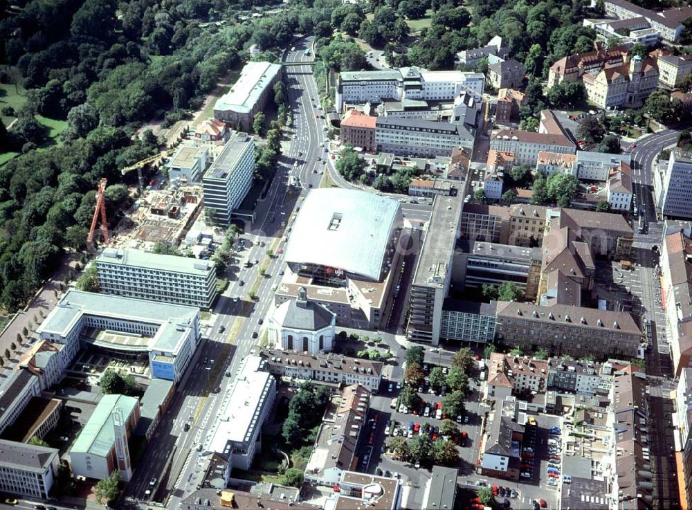 Aerial photograph Kassel / Hessen - UFA-Filmtheater am Kasseler Kreisel.