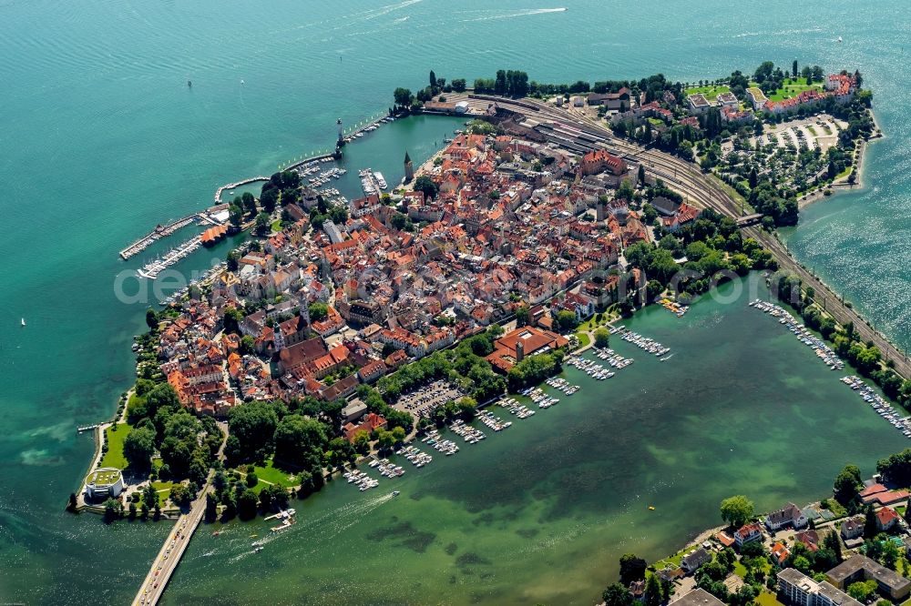 Lindau (Bodensee) from above - Island on the Lake Constance in the district Lindau (Bodensee) in the state Bavaria