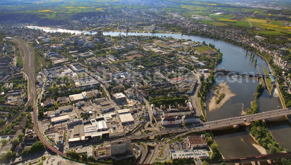 Koblenz from the bird's eye view: View of the bank of the Mosel in Koblenz in the state of Rhineland-Palatinate