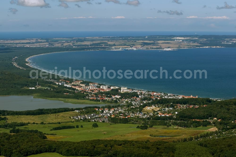 Binz from above - View of the shore of the Baltic Sea in Binz on the island Ruegen in Mecklenburg-West Pomerania