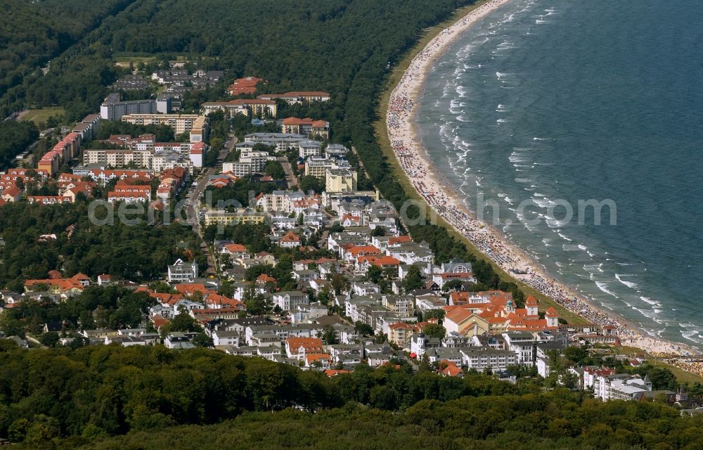 Binz from the bird's eye view: View of the shore of the Baltic Sea in Binz on the island Ruegen in Mecklenburg-West Pomerania