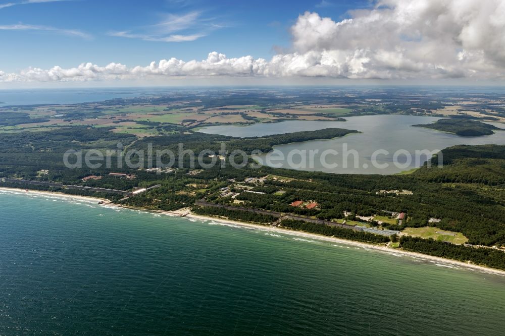 Prora from the bird's eye view: View of the shore of the Baltic Sea in Prora on the island Ruegen in Mecklenburg-West Pomerania