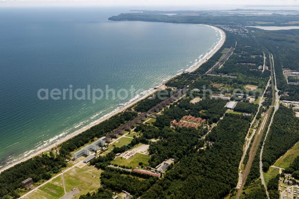 Prora from above - View of the shore of the Baltic Sea in Prora on the island Ruegen in Mecklenburg-West Pomerania