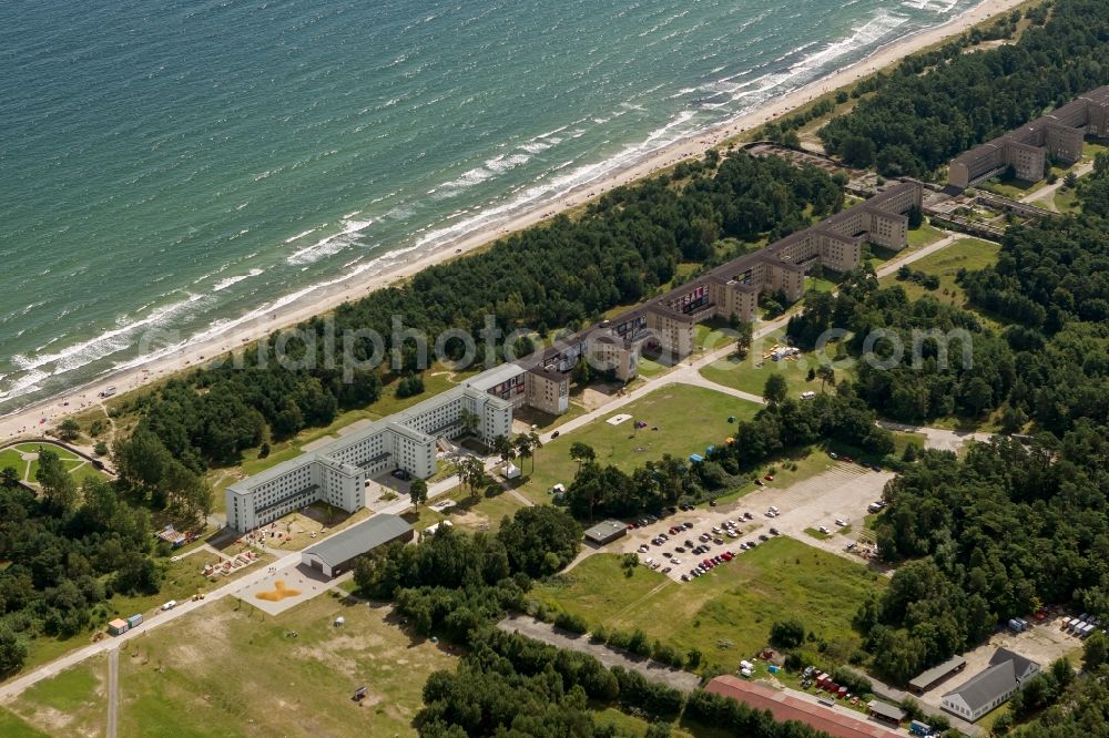 Prora from the bird's eye view: View of the shore of the Baltic Sea in Prora on the island Ruegen in Mecklenburg-West Pomerania