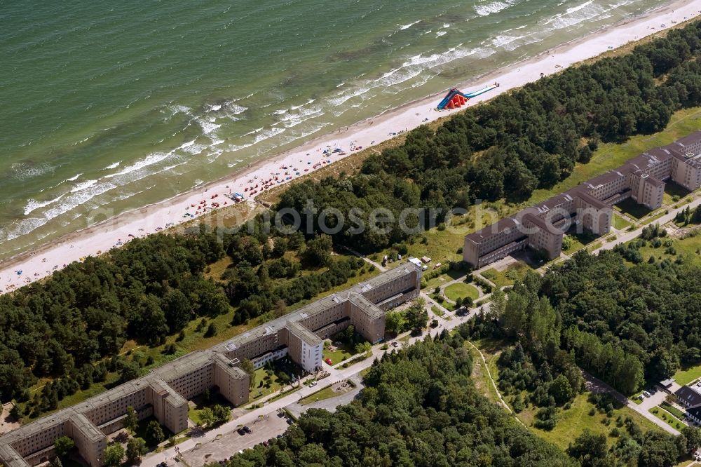 Prora from above - View of the shore of the Baltic Sea in Prora on the island Ruegen in Mecklenburg-West Pomerania