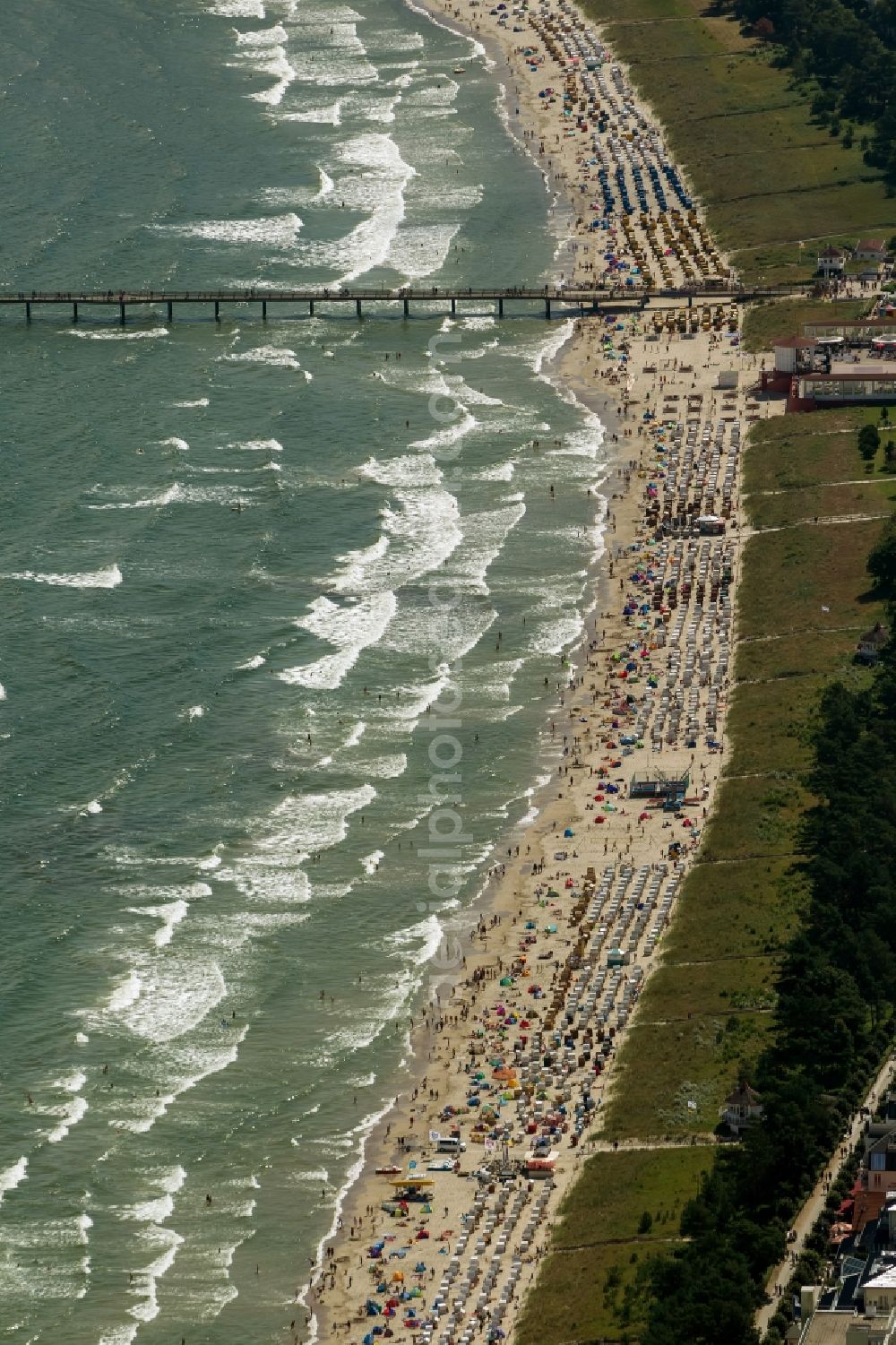 Prora from the bird's eye view: View of the shore of the Baltic Sea in Prora on the island Ruegen in Mecklenburg-West Pomerania