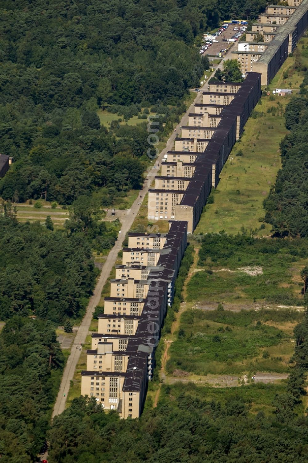 Prora from above - View of the Kollos von Prora on the island Ruegen in Mecklenburg-West Pomerania