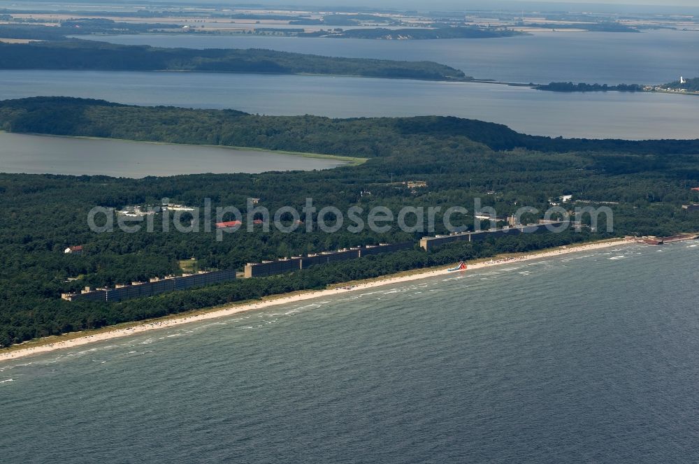 Prora from above - View of the shore of the Baltic Sea in Prora on the island Ruegen in Mecklenburg-West Pomerania