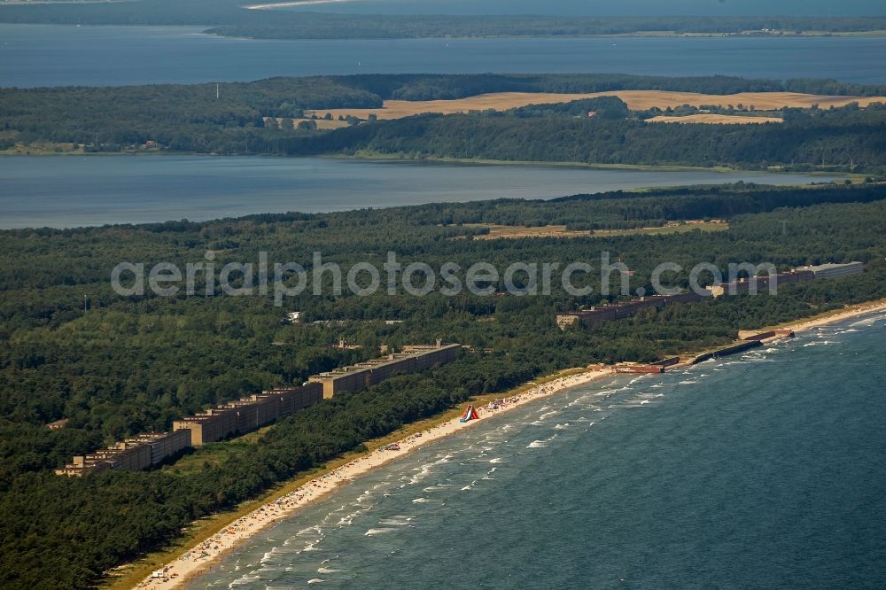 Aerial image Prora - View of the shore of the Baltic Sea in Prora on the island Ruegen in Mecklenburg-West Pomerania