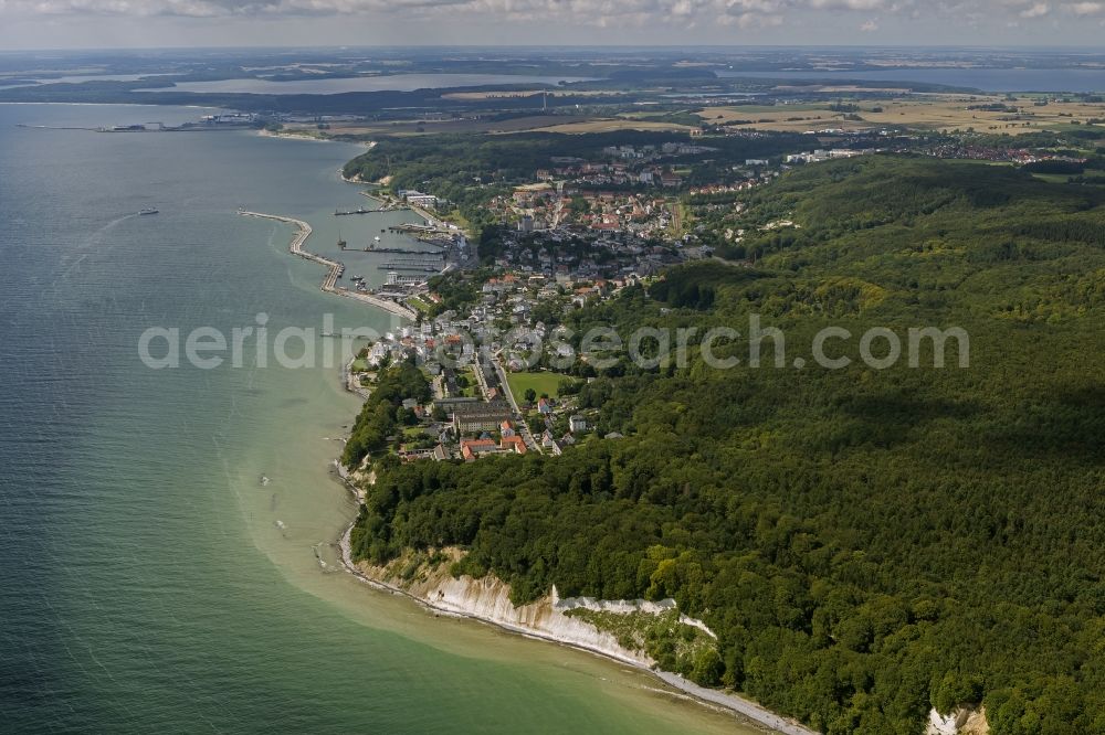 Aerial photograph Sassnitz - View of the shore of the Baltic Sea in Sassnitz on the island Ruegen in Mecklenburg-West Pomerania