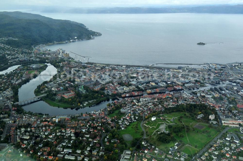 Trondheim from the bird's eye view: View of the shore of Trondheim in the province of Sor-Trondelag in Norway