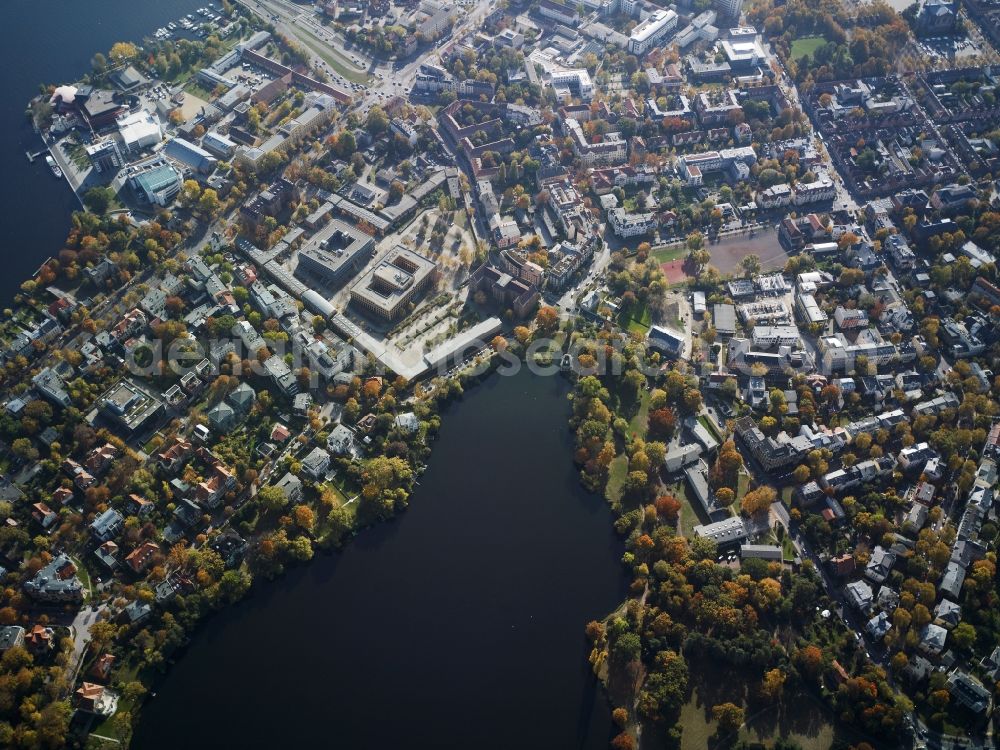 Potsdam from above - View of the bank of the lake Heiliger See in Potsdam in the state Brandenburg