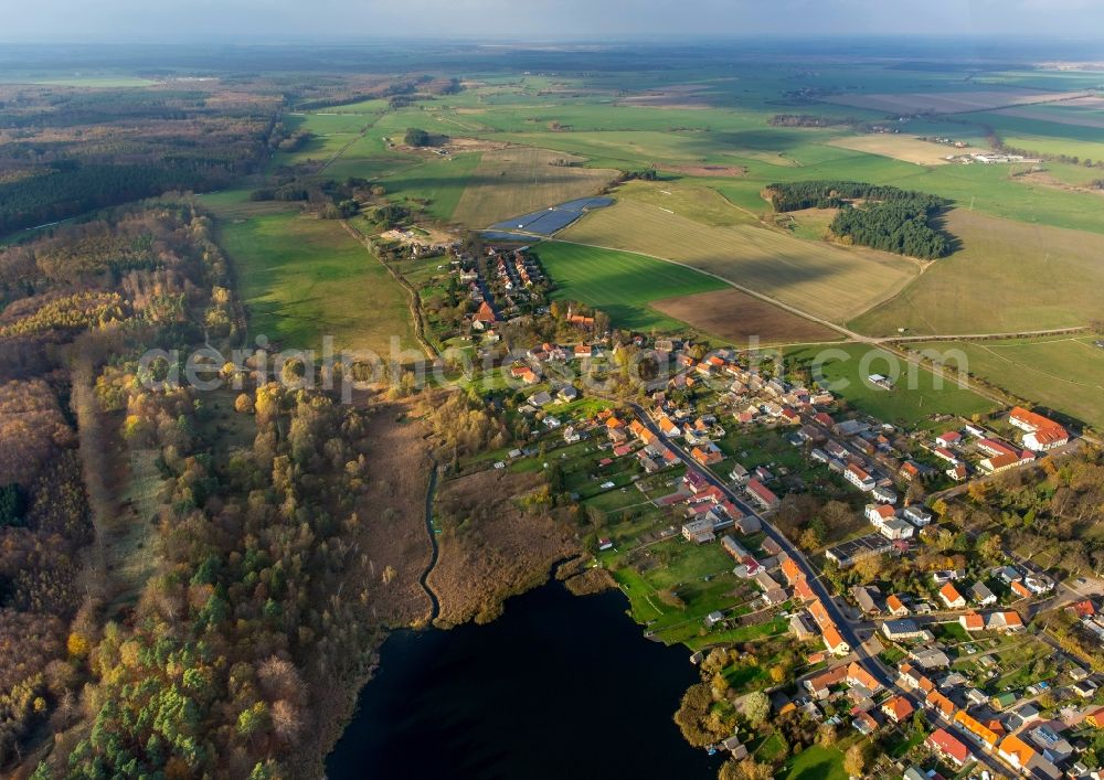 Dargun from above - View of the bank of the lake Klostersee in Dargun in the state Mecklenburg-West Pomerania