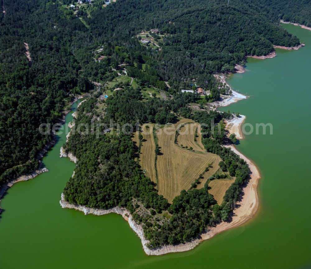 Aerial image Vilanova de Sau - View of the bank of the barrier lake Panta de Sau in the Province of Barcelona in Spain