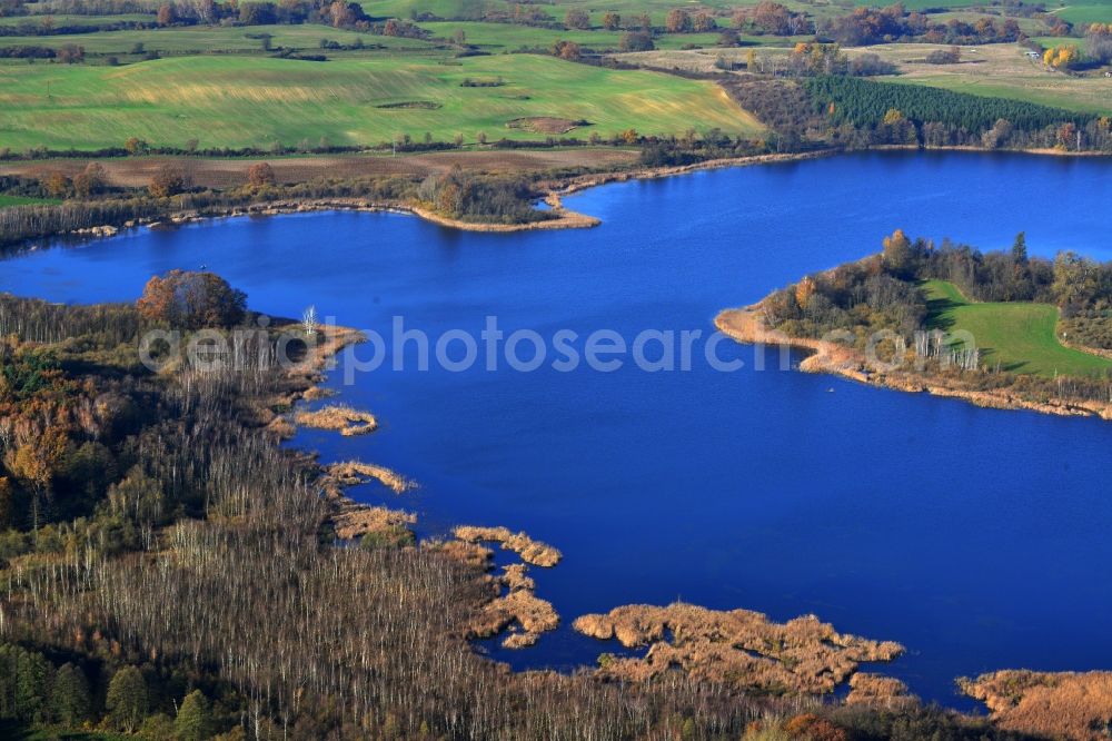 Temmen-Ringenwalde from the bird's eye view: View of the bank of the lake Sabinensee in Temmen-Ringenwalde in the state Brandenburg