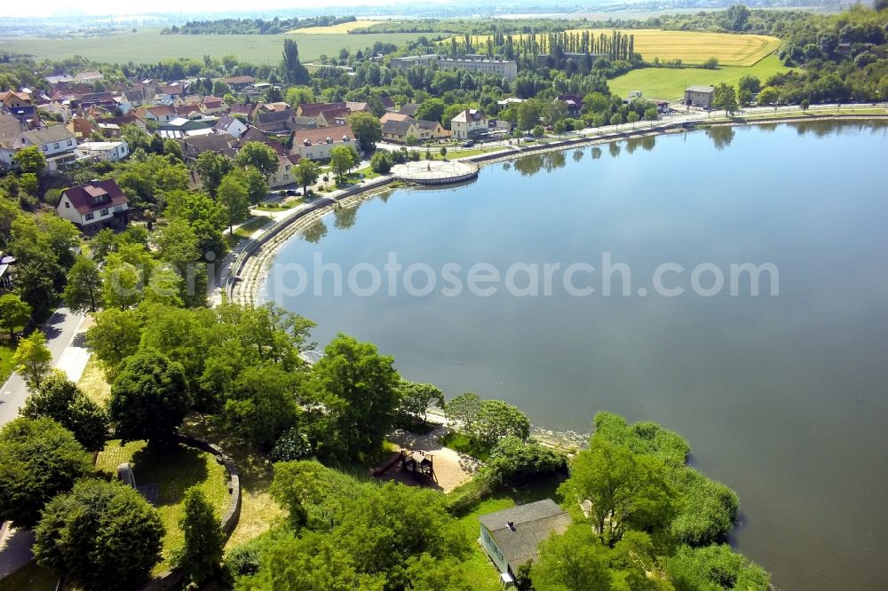 Seegebiet Mansfelder Land OT See from the bird's eye view: View of the port of the Suesser See in the district of Seeburg in Seegebiet Mansfelder Land in the state Saxony-Anhalt