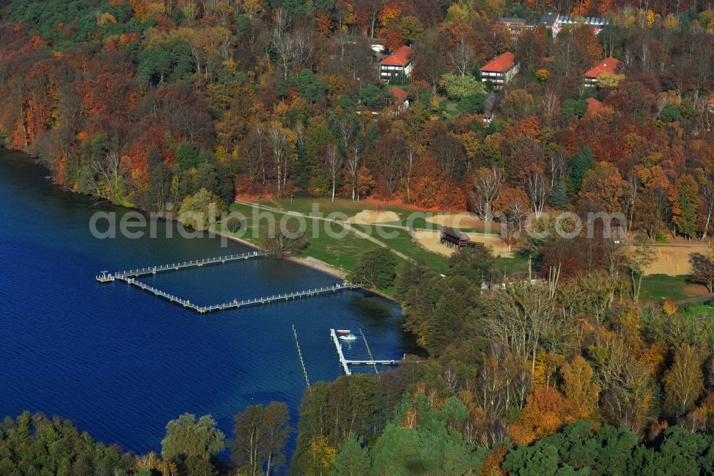 Joachimsthal from the bird's eye view: View of the bank of the lake Werbellinsee in Joachimsthal in the state Brandenburg