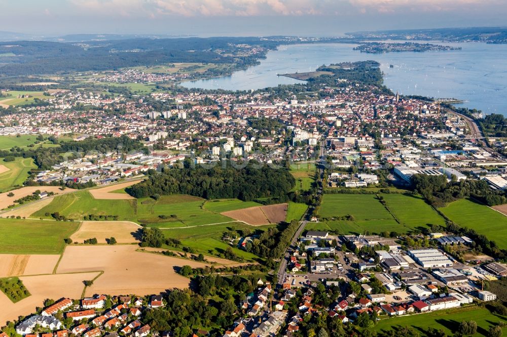 Radolfzell am Bodensee from above - Village Radolfzell on the banks of the area Lake Constance in Radolfzell am Bodensee in the state Baden-Wuerttemberg, Germany