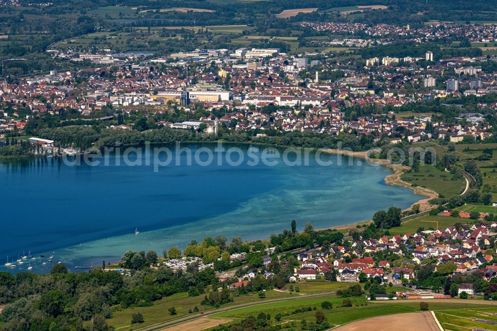 Radolfzell am Bodensee from above - Village Radolfzell on the banks of the area Lake Constance in Radolfzell am Bodensee in the state Baden-Wurttemberg, Germany