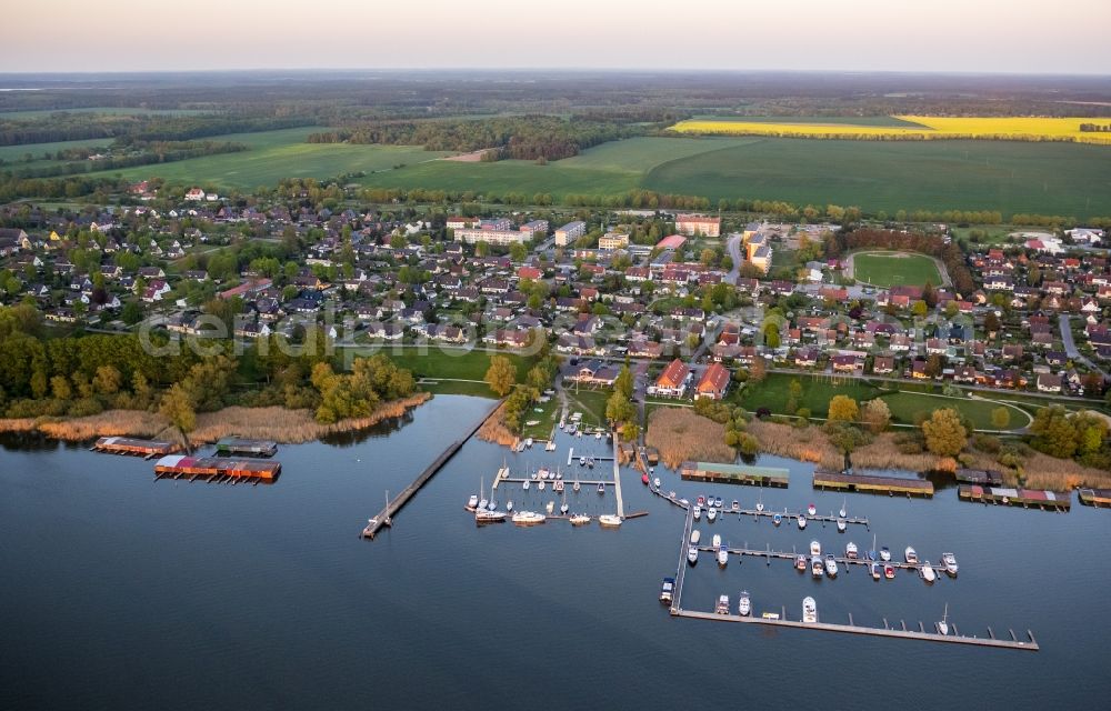 Rechlin from above - Shore area of Lake Mueritz in Rechlin in Mecklenburg-Western Pomerania