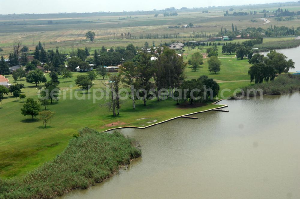 LOCHVAAL from the bird's eye view: Nearshore marine environment of the Marlbank River near Sasolburg, South Africa. The river is located near N1 Road, the main road linking Johannesburg and Cape Town