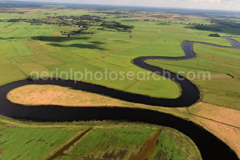 Aerial photograph Meggerdorf - Curved loop of the riparian zones on the course of the river Alte Sorge in Meggerdorf in the state Schleswig-Holstein