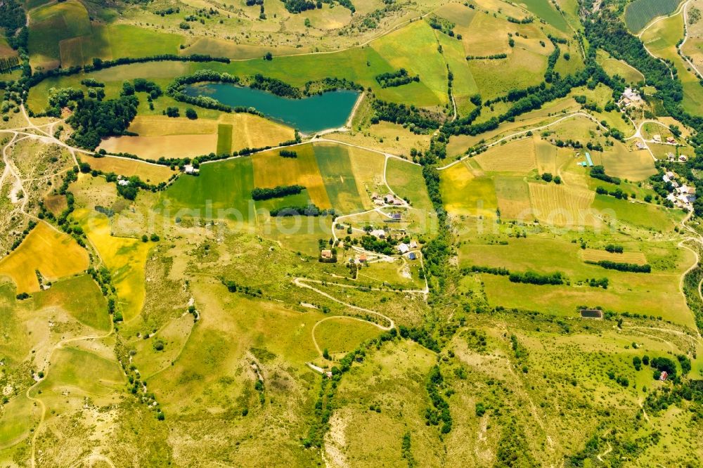 La Roche-des-Arnauds from above - Riparian areas of bathing lake in La Roche-des-Arnauds in Provence-Alpes-Cote d'Azur, France