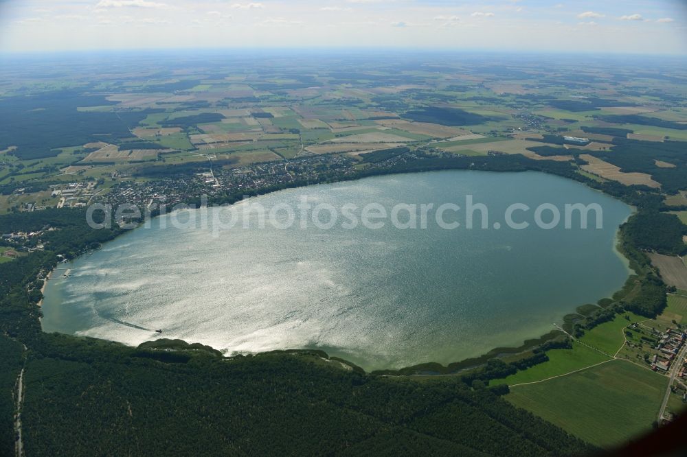 Ahrendsee from the bird's eye view: Shore areas of the inland lake Arendsee at Ziemdorf in the state of Saxony-Anhalt