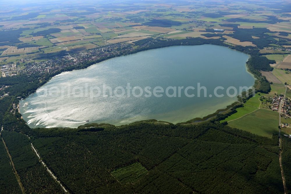 Aerial image Ahrendsee - Shore areas of the inland lake Arendsee at Ziemdorf in the state of Saxony-Anhalt