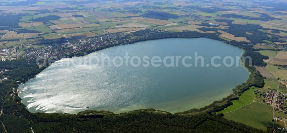 Aerial photograph Ahrendsee - Shore areas of the inland lake Arendsee at Ziemdorf in the state of Saxony-Anhalt