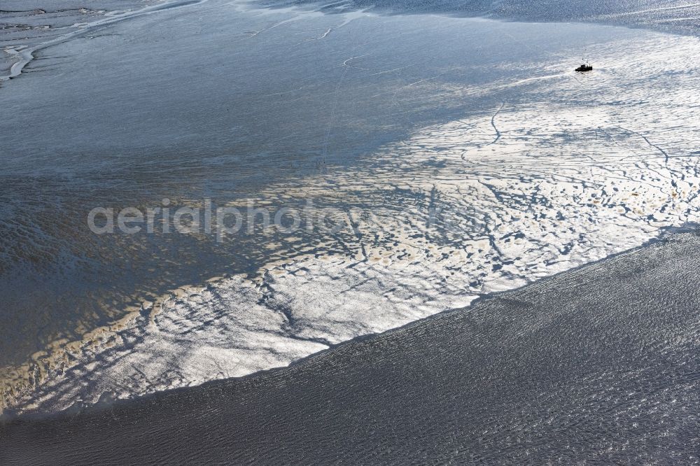 Aerial photograph Hamburg - Shore areas exposed by low-water level riverbed Elbe in Hamburg, Germany