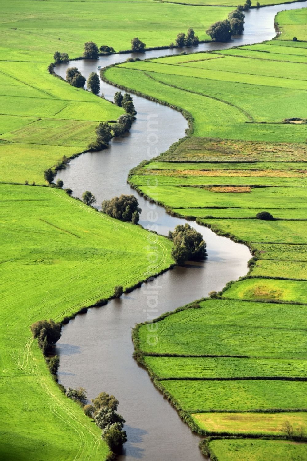 Breiholz from above - Curved loop of the riparian zones on the course of the river Eider in Breiholz in the state Schleswig-Holstein