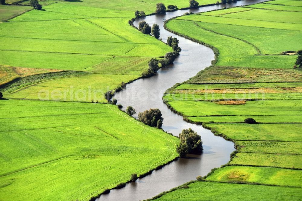 Aerial image Breiholz - Curved loop of the riparian zones on the course of the river Eider in Breiholz in the state Schleswig-Holstein