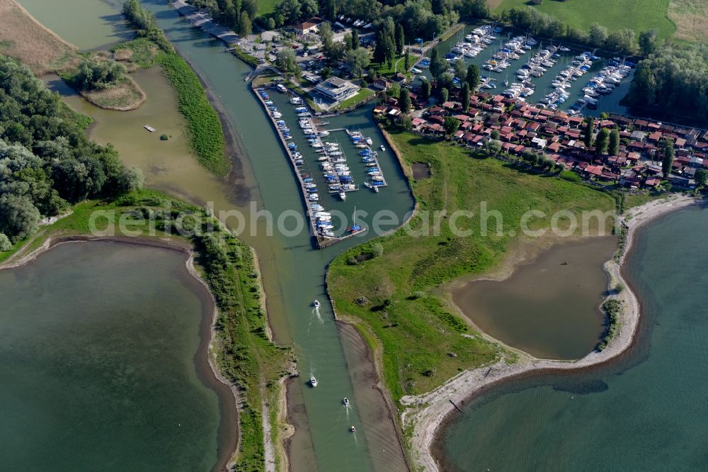 Aerial image Gaißau - Riparian areas along the Alter Rhein river estuary in Lake Constance in Gaissau in Vorarlberg, Austria