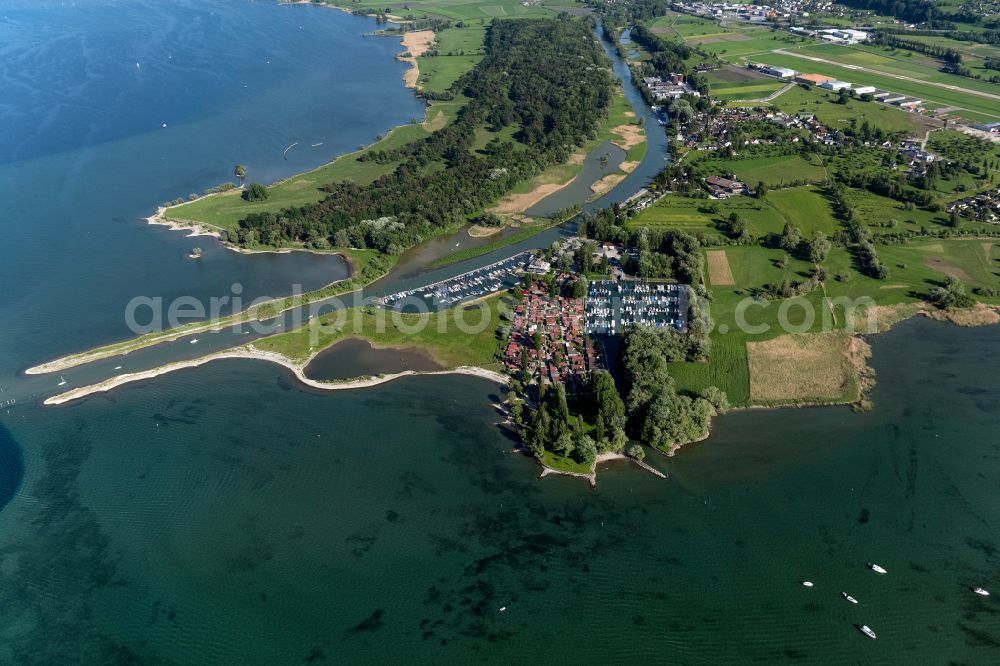 Gaißau from above - Riparian areas along the Alter Rhein river estuary in Lake Constance in Gaissau in Vorarlberg, Austria