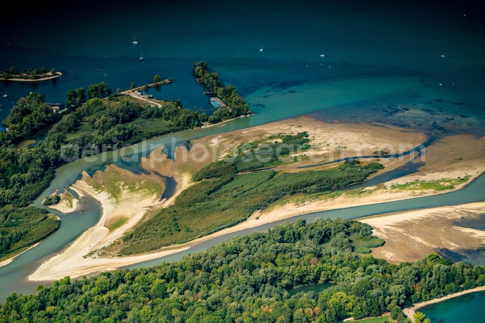 Hard from above - Riparian areas along the river mouth Bregenzerach in Hard in Vorarlberg, Austria