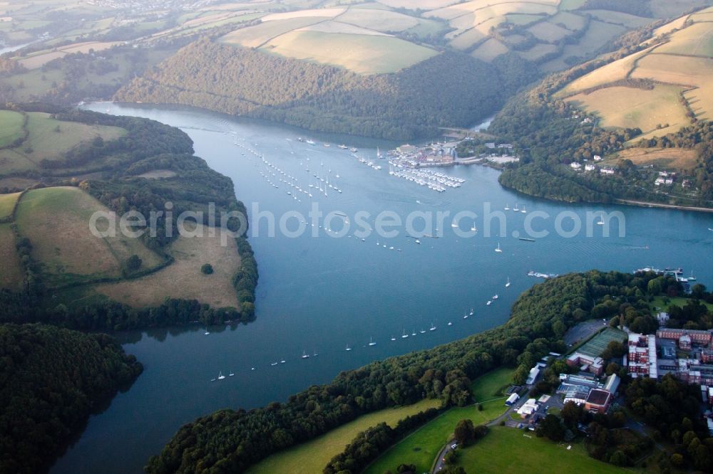 Dartmouth from above - Riparian areas along the river mouth of Dart river in Dartmouth in England, United Kingdom