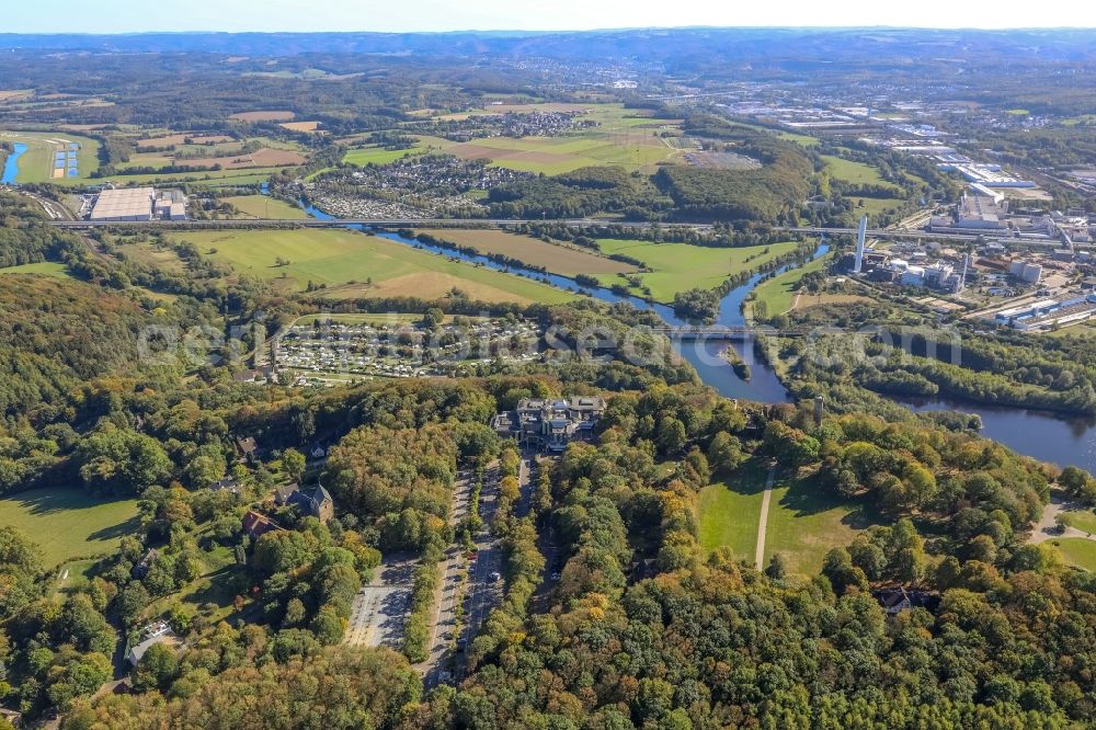 Hagen from above - Riparian areas along the river mouth of Lenne in the Ruhr in Hagen in the state North Rhine-Westphalia, Germany