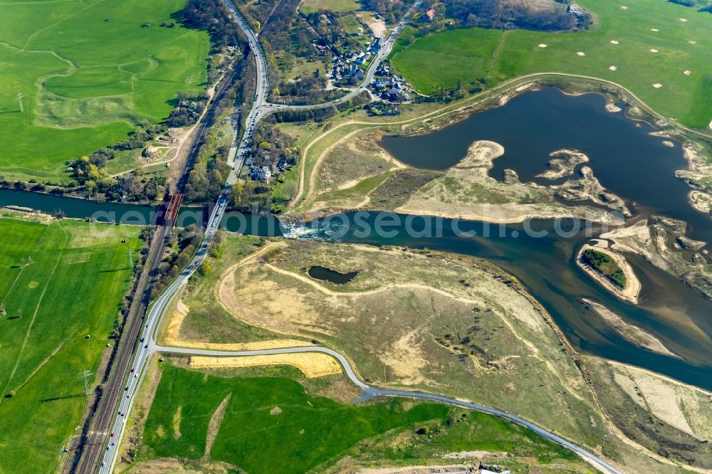 Aerial image Wesel - Riparian areas along the river mouth of Lippe in Wesel in the state North Rhine-Westphalia, Germany