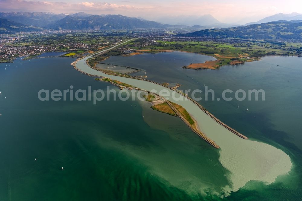 Aerial image Hard - Riparian areas along the river mouth of the Rhine in Lake Constance in Hard in Vorarlberg, Austria