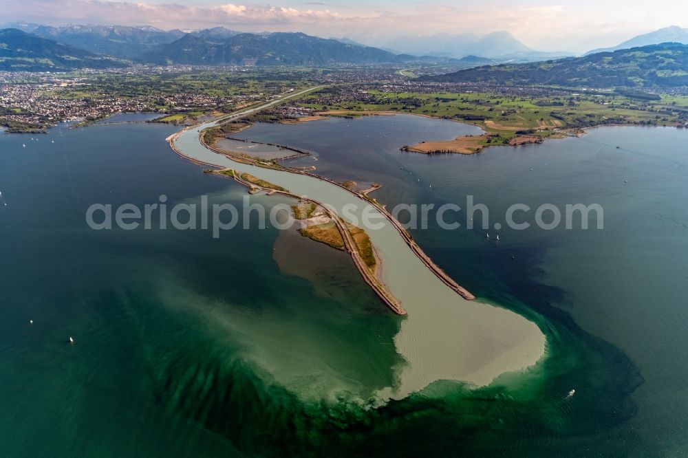 Aerial photograph Hard - Riparian areas along the river mouth of the Rhine in Lake Constance in Hard in Vorarlberg, Austria