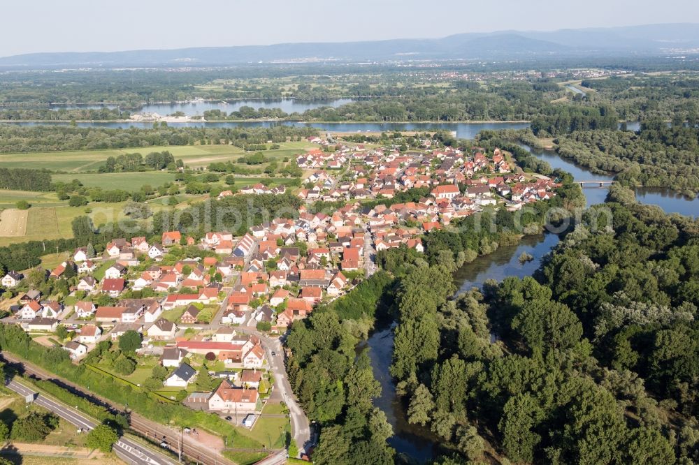 Aerial photograph Munchhausen - Riparian areas along the river mouth of the Sauer river in Munchhausen in Grand Est, France