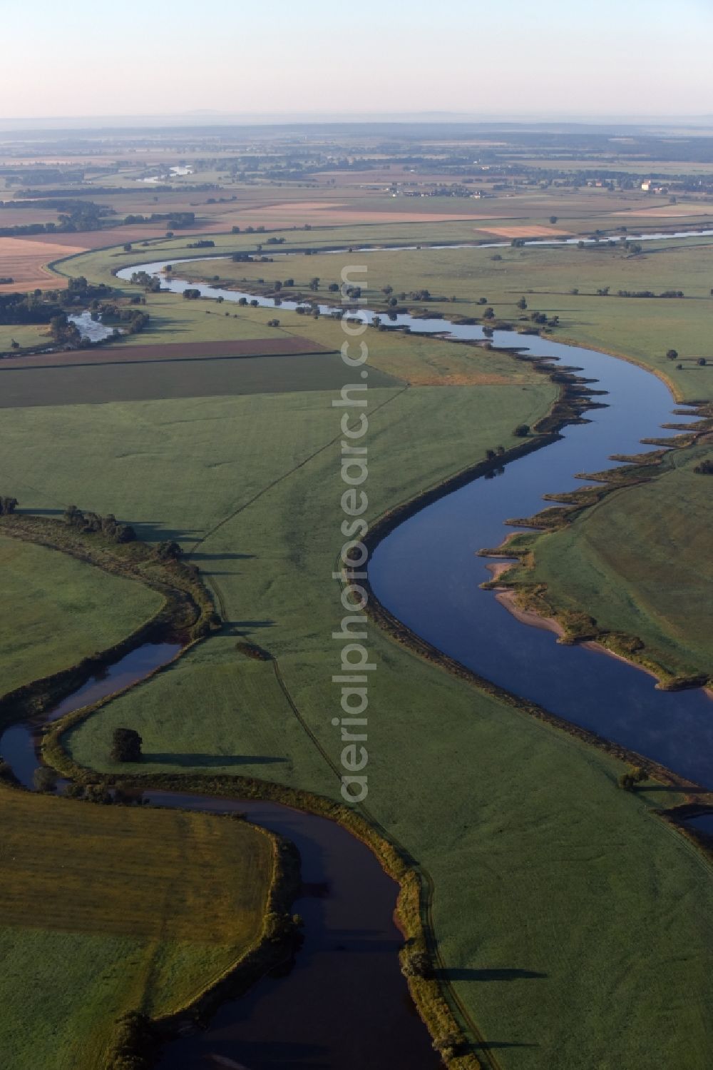 Aerial photograph Kemberg - Riparian areas along the river mouth Schwarze Elster - Elbe in Kemberg in the state Saxony-Anhalt