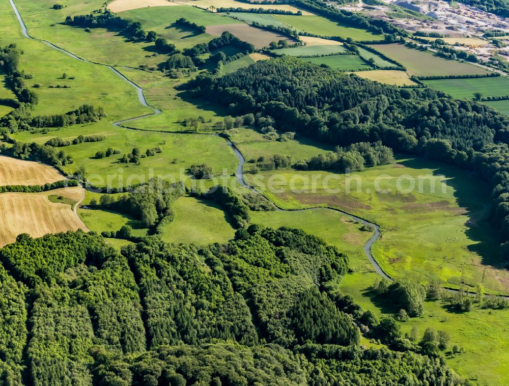 Aerial photograph Techelsdorf - Riparian areas on the river Eider in Techelsdorf in the state Schleswig-Holstein, Germany