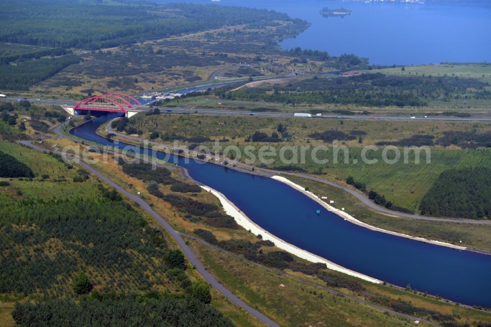 Grosspösna from above - Riparian zones on the course of the river der Auenhainer Bucht in Grosspoesna in the state Saxony